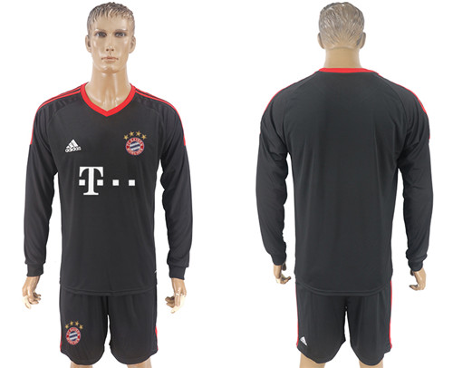 2017 18 Bayern Munich Black Goalkeeper Long Sleeve Soccer Jersey