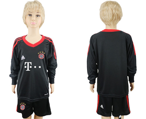 2017 18 Bayern Munich Black Youth Long Sleeve Soccer Jersey