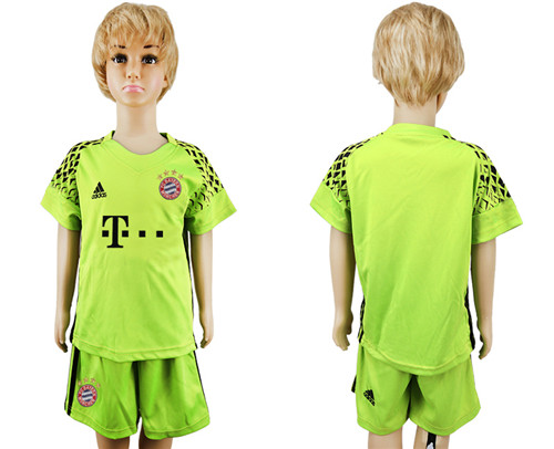 2017 18 Bayern Munich Fluorescent Green Youth Goalkeeper Soccer Jersey