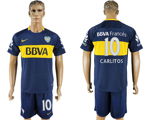 2017 18 Boca Juniors 10 CARLITOS Home Soccer Jersey