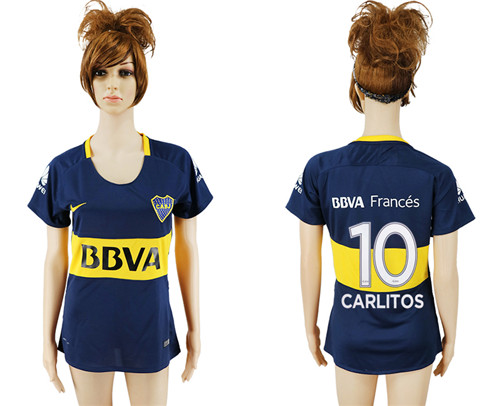 2017 18 Boca Juniors 10 CARLITOS Home Women Thailand Soccer Jersey