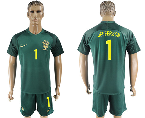 2017 18 Brazil 1 JEFFERSON Away Soccer Jersey