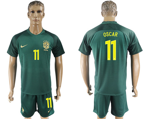 2017 18 Brazil 11 OSCAR Away Soccer Jersey