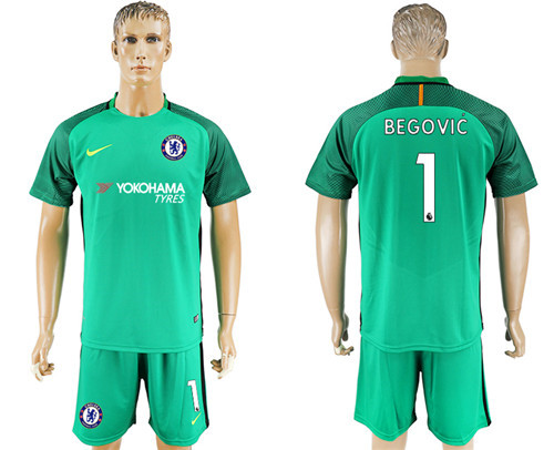 2017 18 Chelsea 1 BEGOVIC Green Goalkeeper Soccer Jersey