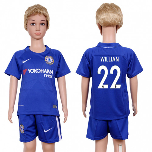 2017 18 Chelsea 22 WILLIAN Home Youth Soccer Jersey