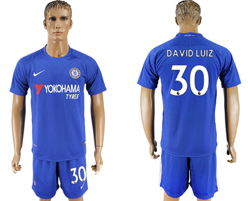 2017 18 Chelsea 30 DAVID LUIZ Home Soccer Jersey