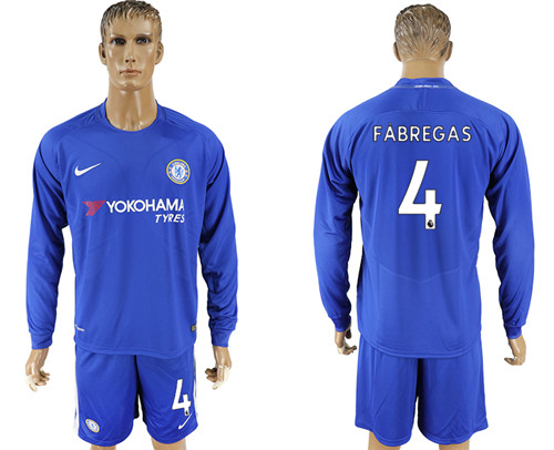 2017 18 Chelsea 4 FABREGAS Home Goalkeeper Long Sleeve Soccer Jersey