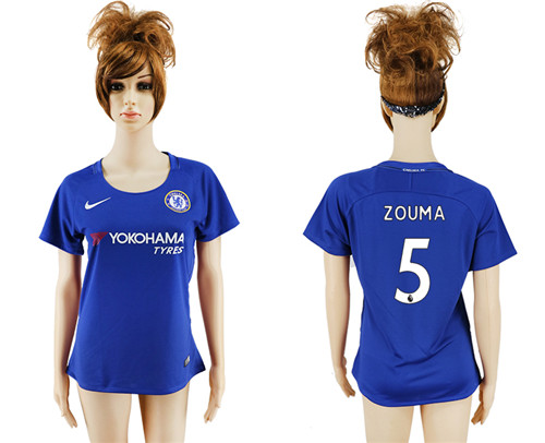 2017 18 Chelsea 5 ZOUMA Home Women Soccer Jersey