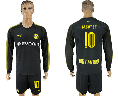 2017 18 Dortmund 10 M.GOTZE Away Long Sleeve Soccer Jersey