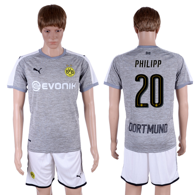 2017 18 Dortmund 20 PHILIPP Third Away Soccer Jersey
