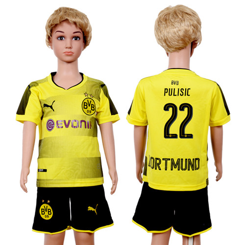 2017 18 Dortmund 22 PULISIC Home Youth Soccer Jersey