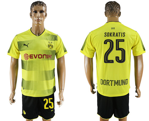 2017 18 Dortmund 25 SOKRATIS Home Soccer Jersey