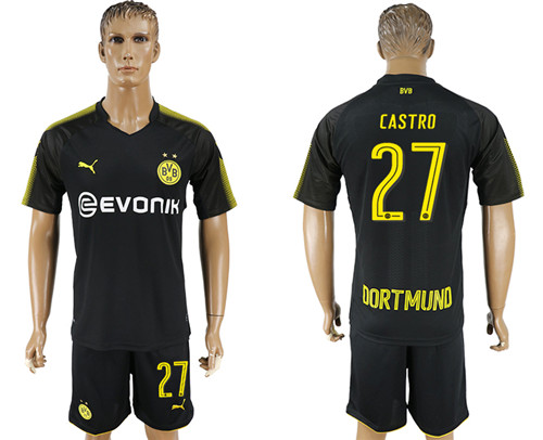 2017 18 Dortmund 27 CASTRO Away Soccer Jersey