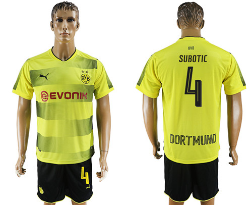 2017 18 Dortmund 4 SUBOTIC Home Soccer Jersey