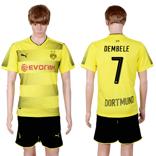 2017 18 Dortmund 7 DEMBELE Home Soccer Jersey