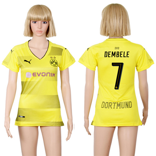 2017 18 Dortmund 7 DEMBELE Home Women Soccer Jersey