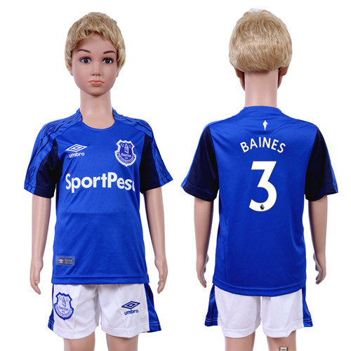 2017 18 Everton 3 BAINES Home Youth Soccer Jersey