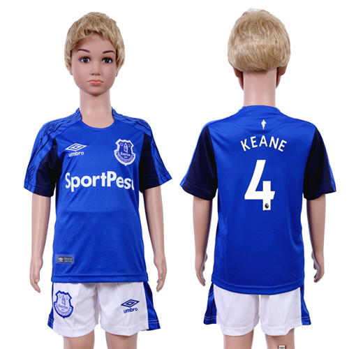 2017 18 Everton 4 KEANE Home Youth Soccer Jersey