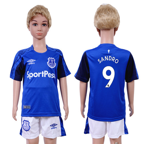 2017 18 Everton 9 SANDRO Home Youth Soccer Jersey