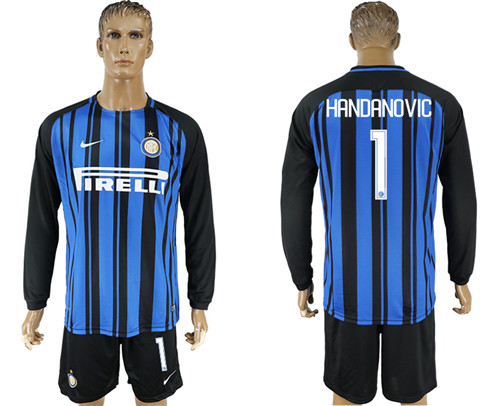 2017 18 Inter Milan 1 HANDANOVIC Home Long Sleeve Soccer Jersey