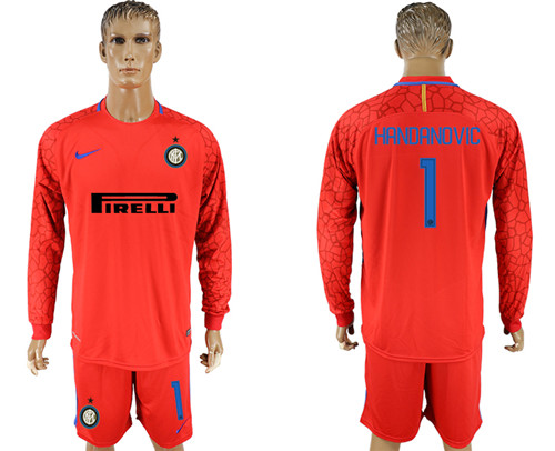 2017 18 Inter Milan 1 HANDANOVIC Red Long Sleeve Goalkeeper Soccer Jersey