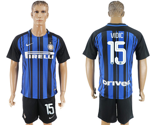 2017 18 Inter Milan 15 VIDIC Home Soccer Jersey