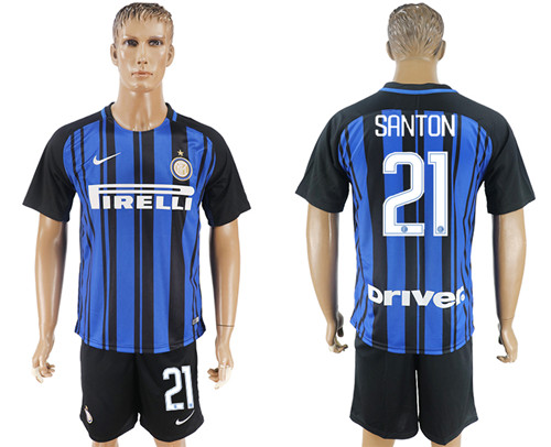 2017 18 Inter Milan 21 SANTON Home Soccer Jersey