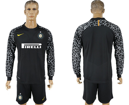 2017 18 Inter Milan Black Long Sleeve Goalkeeper Soccer Jersey