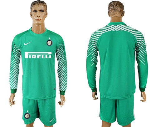 2017 18 Inter Milan Green Long Sleeve Goalkeeper Soccer Jersey