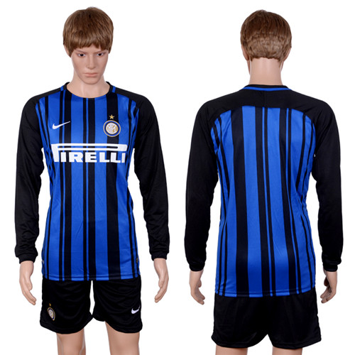 2017 18 Inter Milan Home Long Sleeve Soccer Jersey