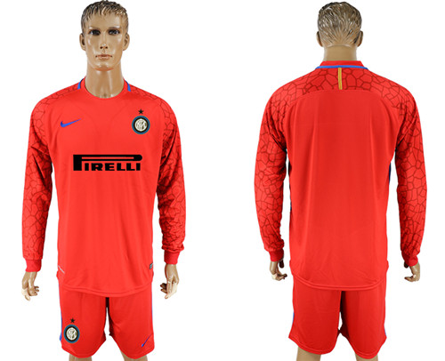 2017 18 Inter Milan Red Long Sleeve Goalkeeper Soccer Jersey