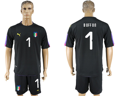 2017 18 Italy 1 BUFFON Black Goalkeeper Soccer Jersey
