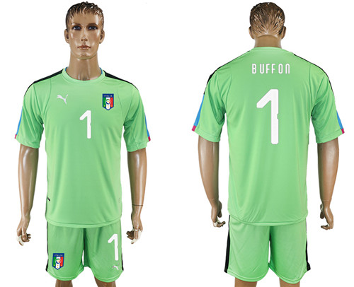 2017 18 Italy 1 BUFFON Green Goalkeeper Soccer Jersey