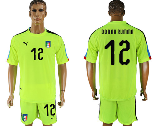 2017 18 Italy 12 DONNA RUMMA Fluorescent Green Goalkeeper Soccer Jersey
