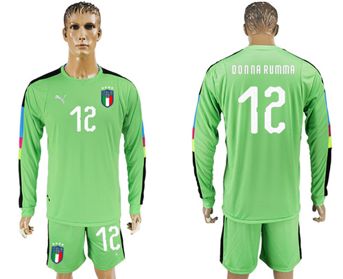 2017 18 Italy 12 DONNA RUMMA Green Long Sleeve Goalkeeper Soccer Jersey