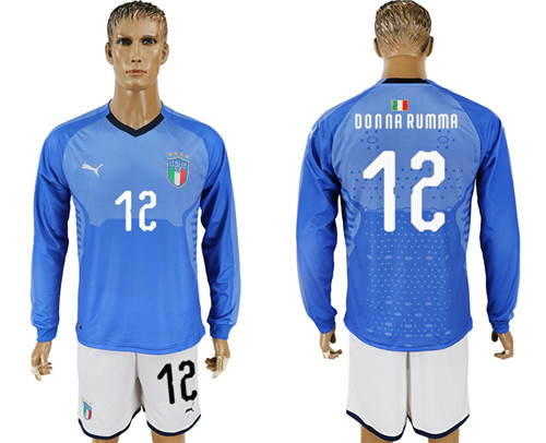 2017 18 Italy 12 DONNA RUMMA Home Long Sleeve Soccer Jersey