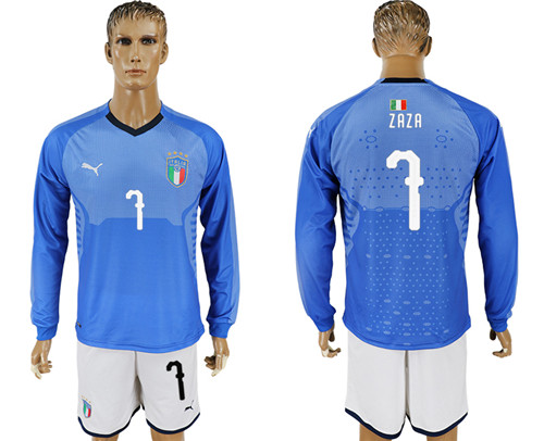 2017 18 Italy 7 ZAZA Home Long Sleeve Soccer Jersey