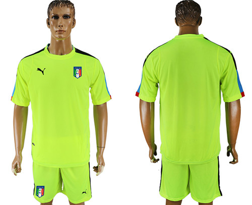 2017 18 Italy Fluorescent Green Goalkeeper Soccer Jersey