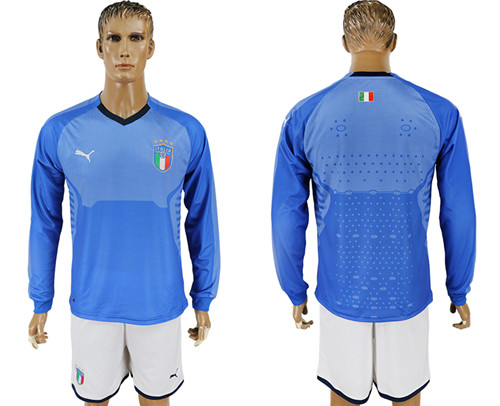 2017 18 Italy Home Long Sleeve Soccer Jersey