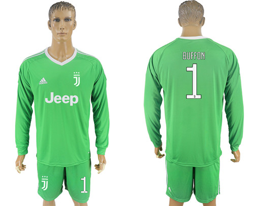 2017 18 Juventus 1 BUFFON Green Long Sleeve Goalkeeper Soccer Jersey