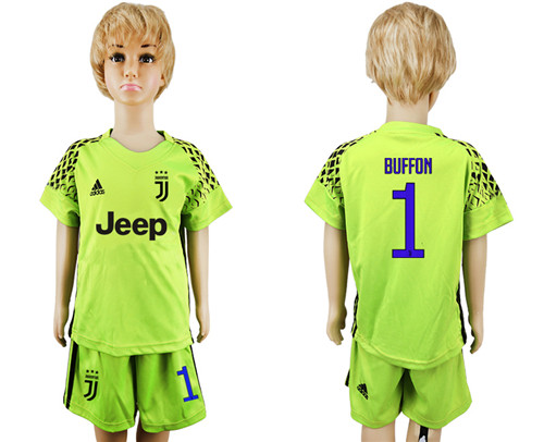 2017 18 Juventus 1 BUFFON Green Youth Goalkeeper Soccer Jersey
