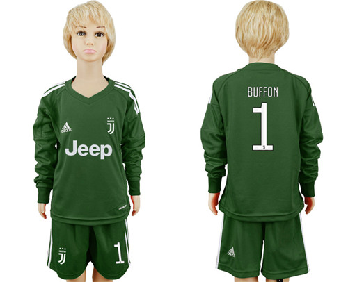 2017 18 Juventus 1 BUFFON Military Green Youth Goalkeeper Soccer Jersey