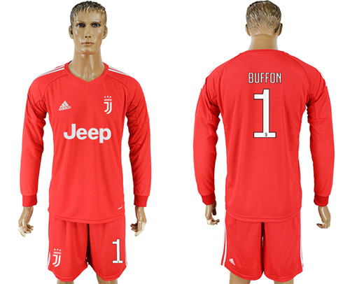 2017 18 Juventus 1 BUFFON Red Long Sleeve Goalkeeper Soccer Jersey