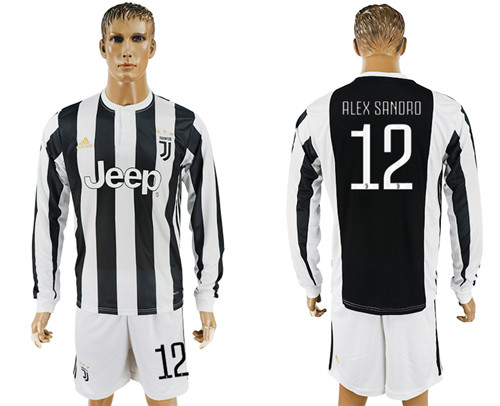 2017 18 Juventus 12 ALEX SANDRO Home Long Sleeve Soccer Jersey