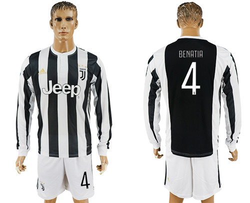 2017 18 Juventus 4 BENATIA Home Long Sleeve Soccer Jersey
