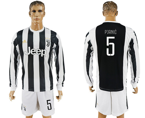 2017 18 Juventus 5 PJANIC Home Long Sleeve Soccer Jersey