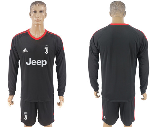 2017 18 Juventus Black Long Sleeve Goalkeeper Soccer Jersey