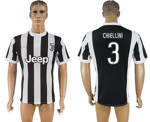 2017 18 Juventus FC 3 CHIELLINI Home Thailand Soccer Jersey