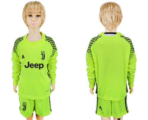 2017 18 Juventus Fluorescent Green Youth Goalkeeper Long Sleeve Soccer Jersey