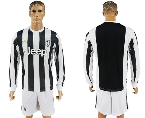2017 18 Juventus Home Long Sleeve Soccer Jersey